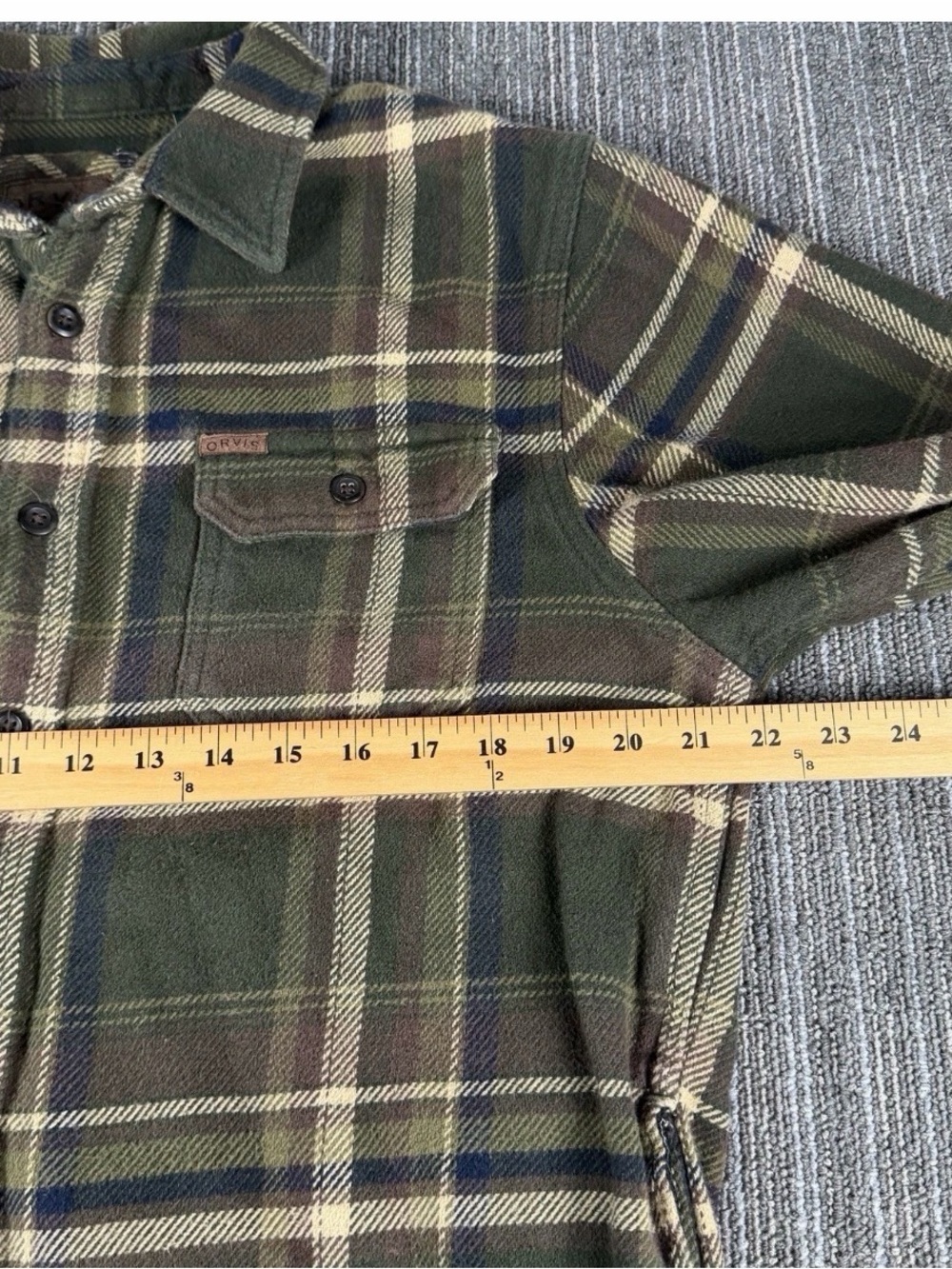 Orvis Men’s Green Plaid Flannel Shirt Jacket medium - Picture 6 of 8